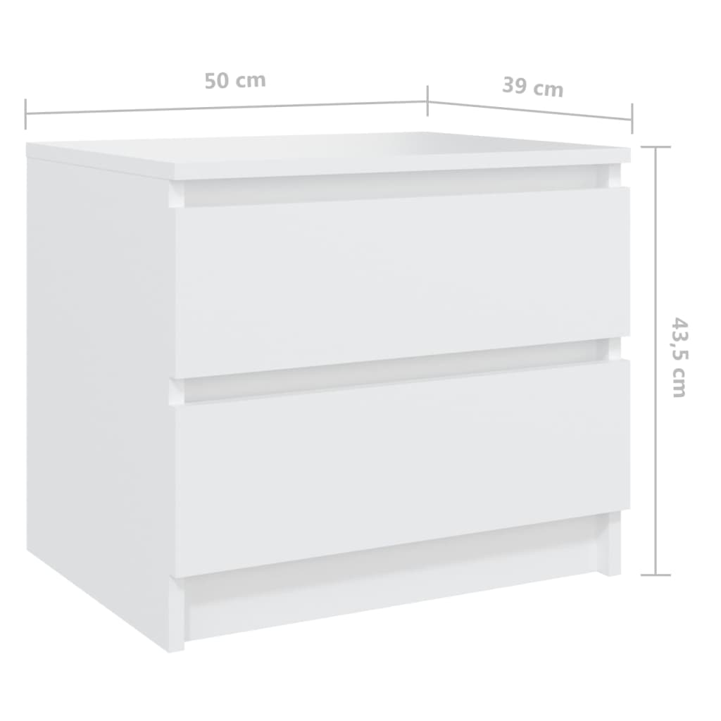 vidaXL Bed Cabinets 2 pcs White 50x39x43.5 cm Engineered Wood