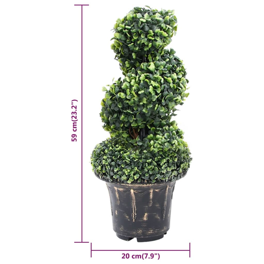 vidaXL Artificial Boxwood Spiral Plant with Pot Green 59 cm