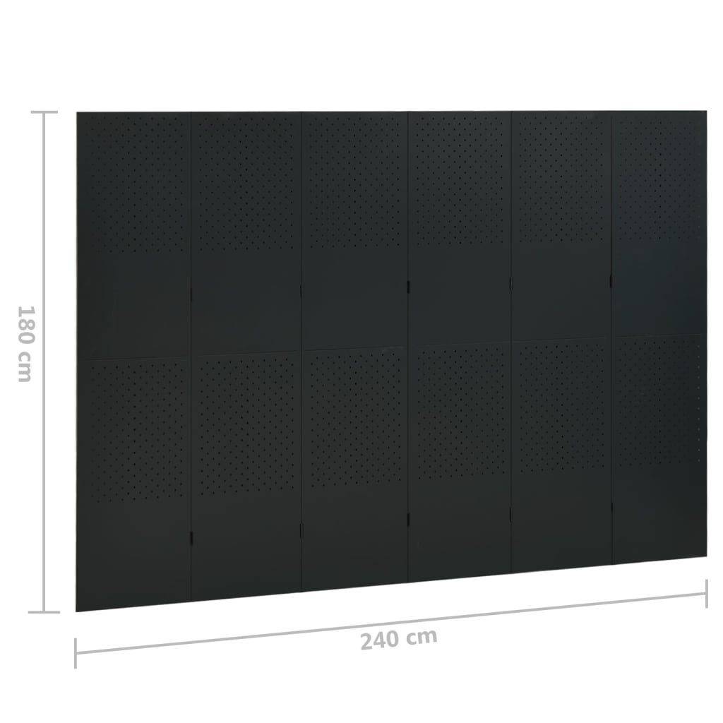 vidaXL 6-Panel Room Divider Black 240x180 cm Steel