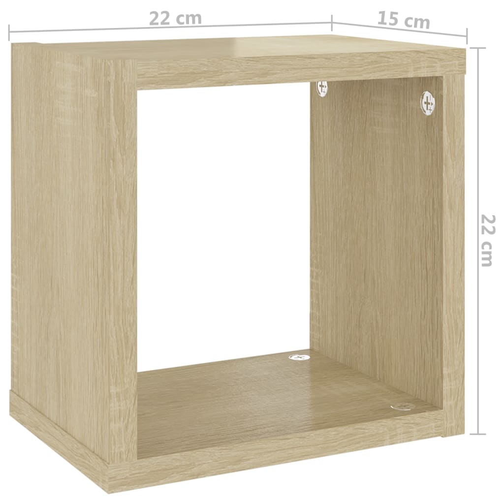 vidaXL Wall Cube Shelves 4 pcs Sonoma Oak 22x15x22 cm