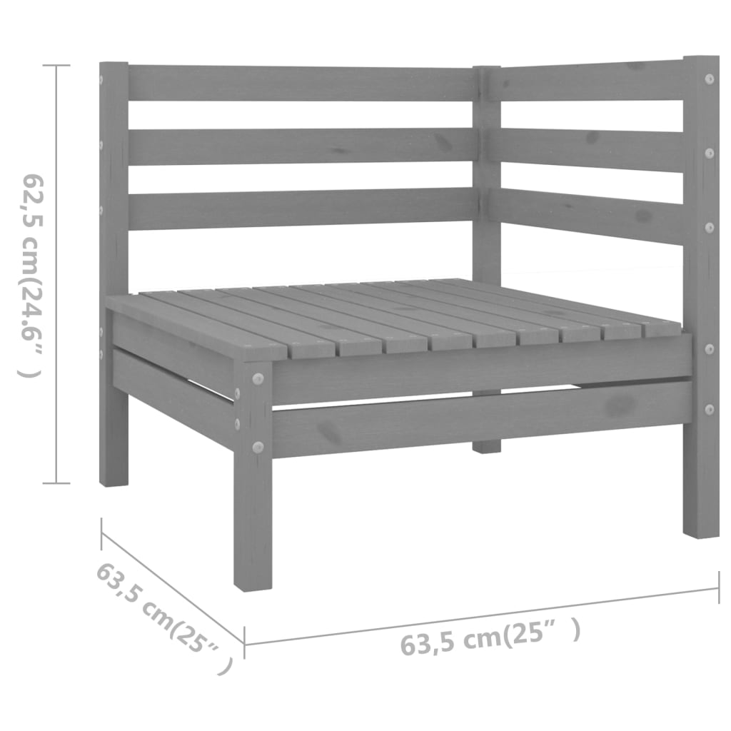 vidaXL 9 Piece Garden Lounge Set Solid Pinewood Grey