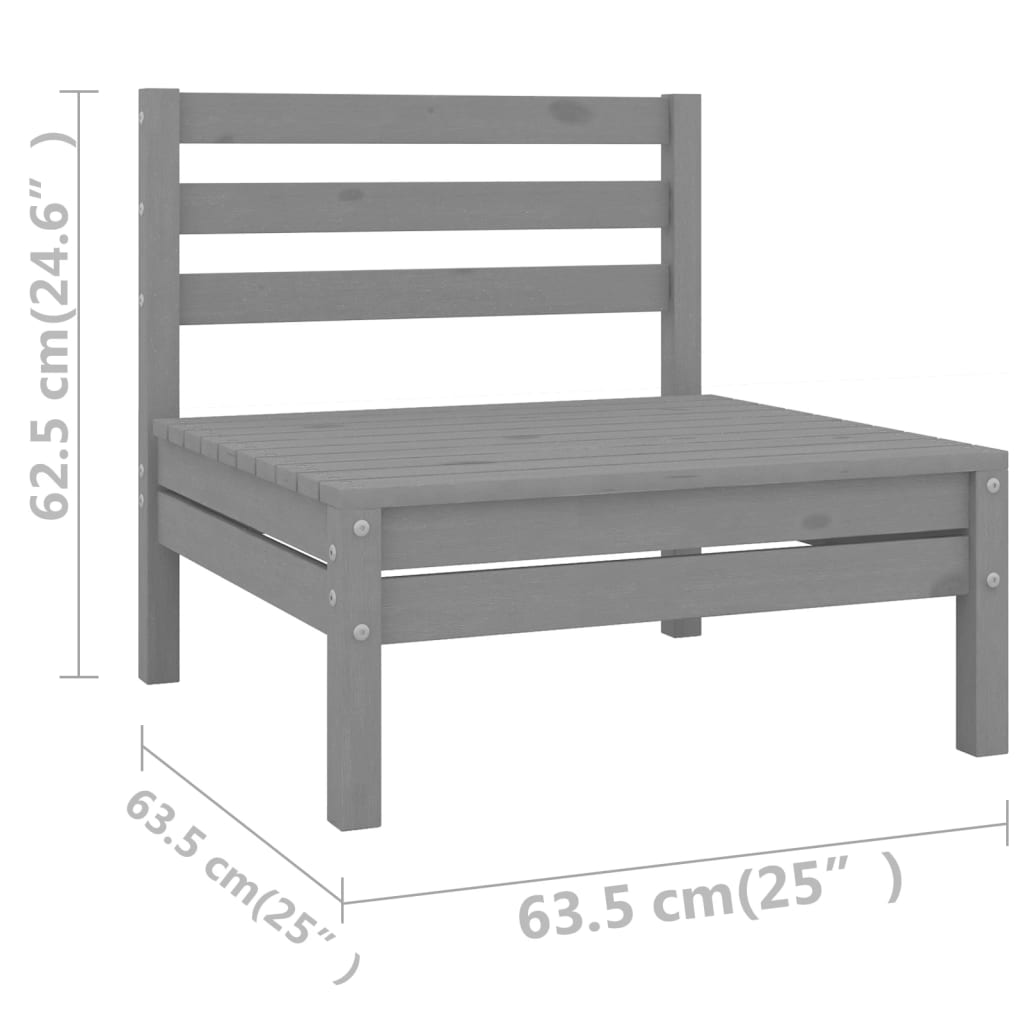 vidaXL 8 Piece Garden Lounge Set Solid Pinewood Grey