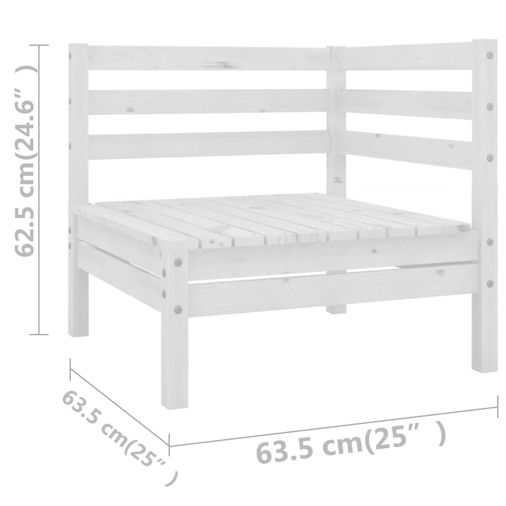 vidaXL 9 Piece Garden Lounge Set White Solid Pinewood