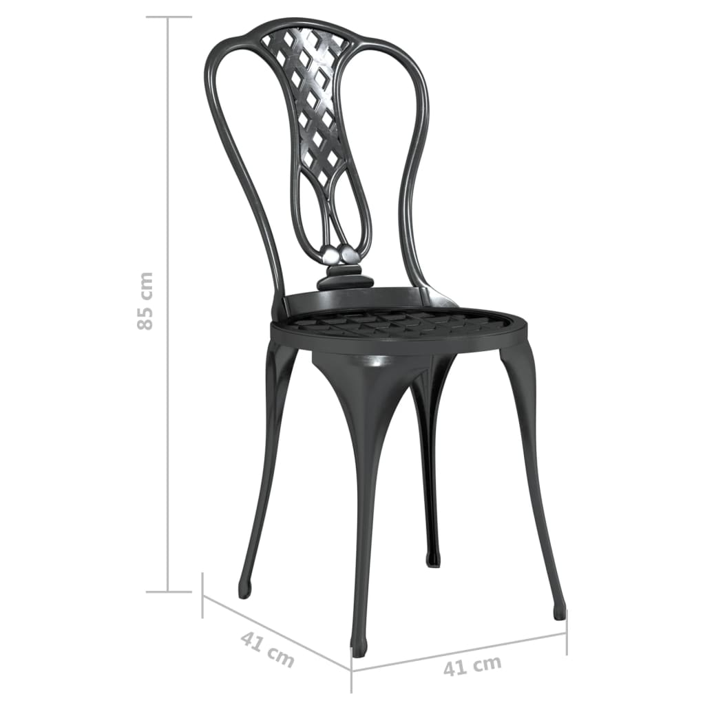 vidaXL 3 Piece Bistro Set Cast Aluminium Black