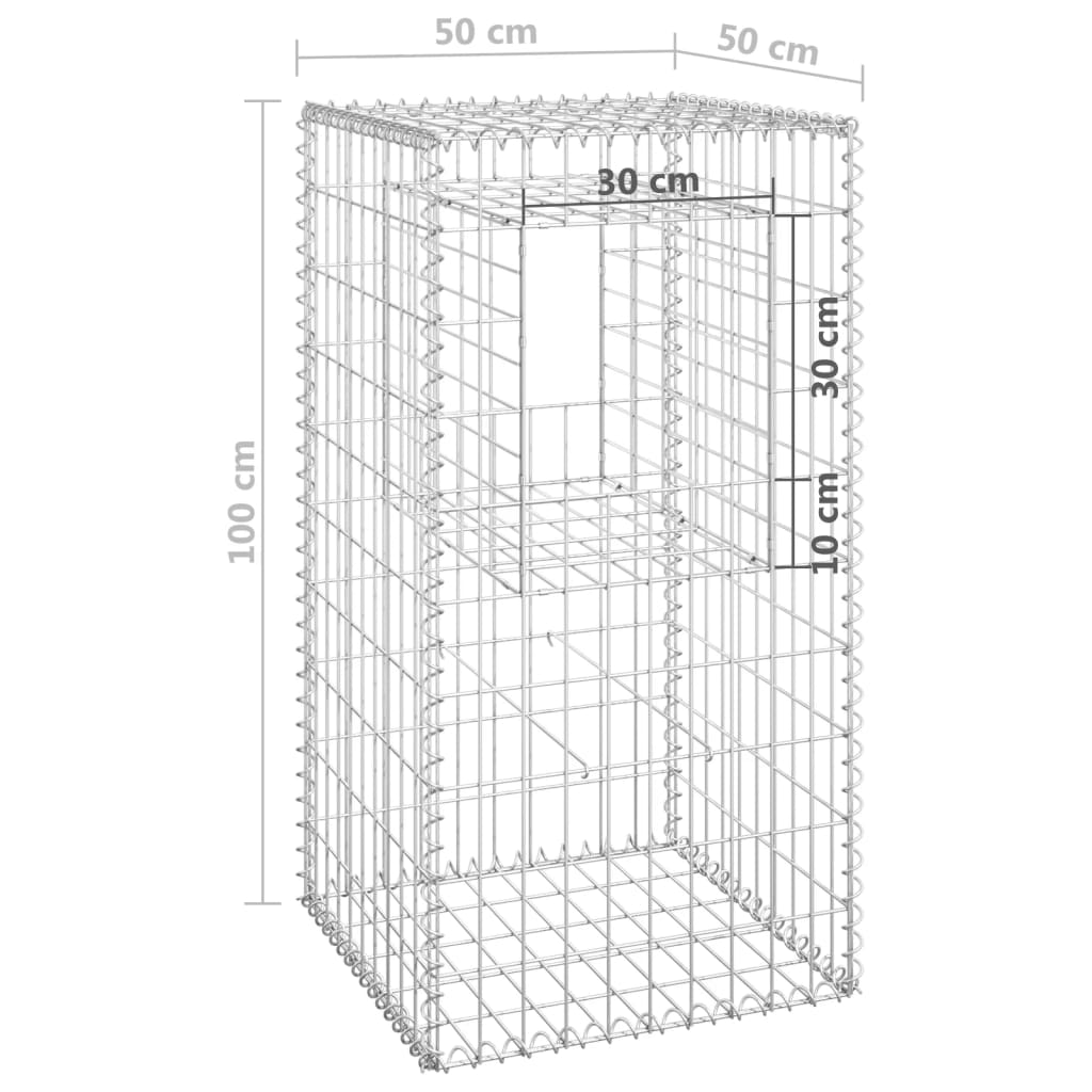 vidaXL Gabion Basket Post 50x50x100 cm Iron