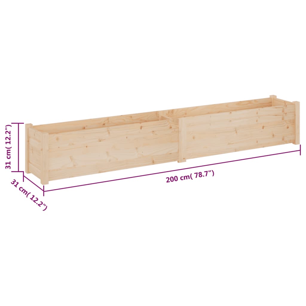 vidaXL Garden Planters 2 pcs 200x31x31 cm Solid Pinewood