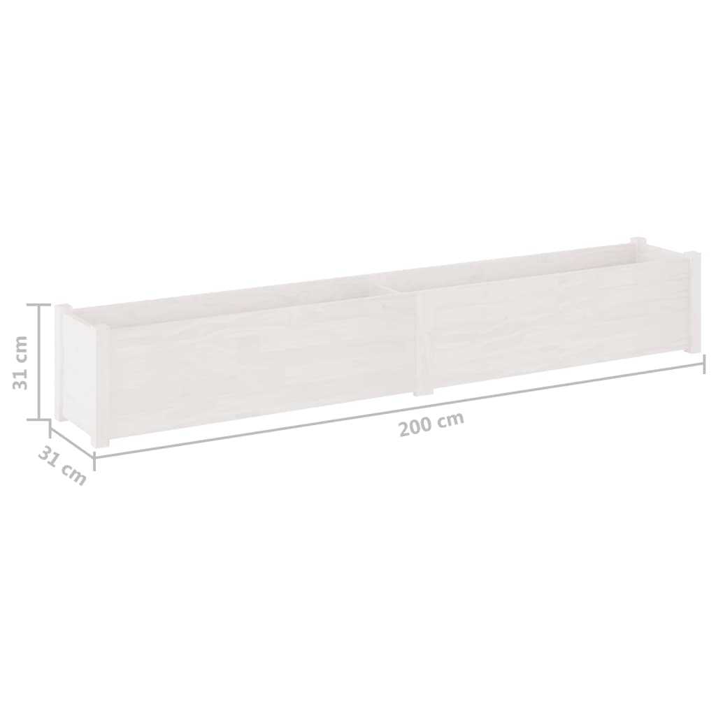 vidaXL Garden Planters 2 pcs White 200x31x31 cm Solid Pinewood