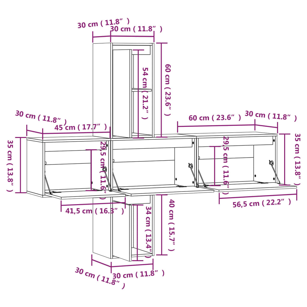 vidaXL TV Cabinets 5 pcs White Solid Wood Pine