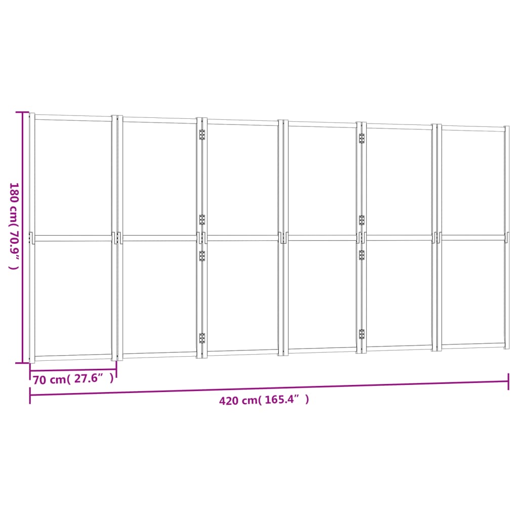 vidaXL 6-Panel Room Divider Cream White 420x180 cm