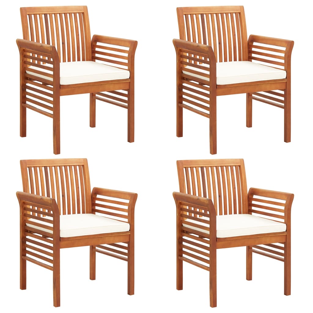 vidaXL Garden Dining Chairs with Cushions 4 pcs Solid Wood Acacia