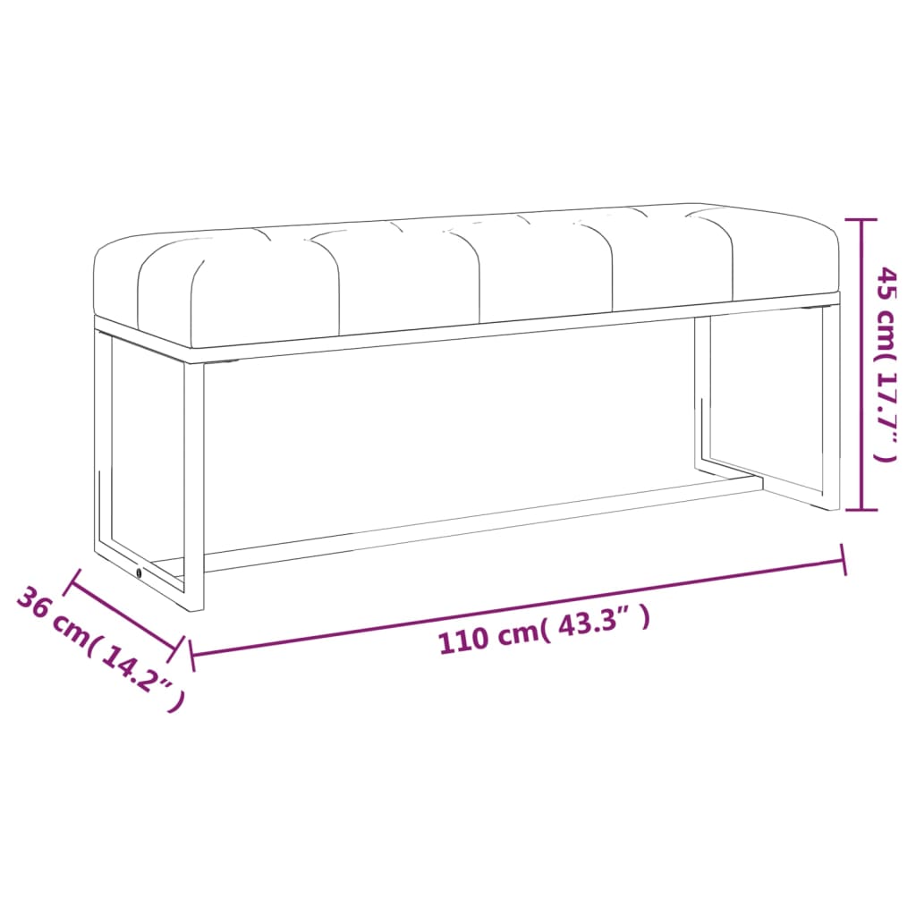 vidaXL Bench Grey 110x36x45 cm Velvet