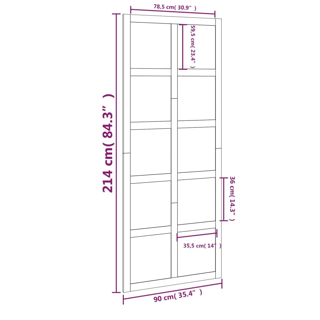 vidaXL Barn Door White 90x1.8x214 cm Solid Wood Pine