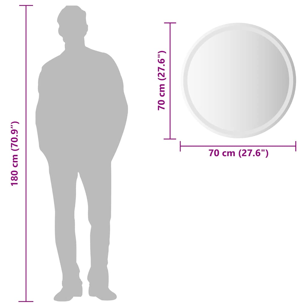 vidaXL LED Bathroom Mirror 70 cm Round