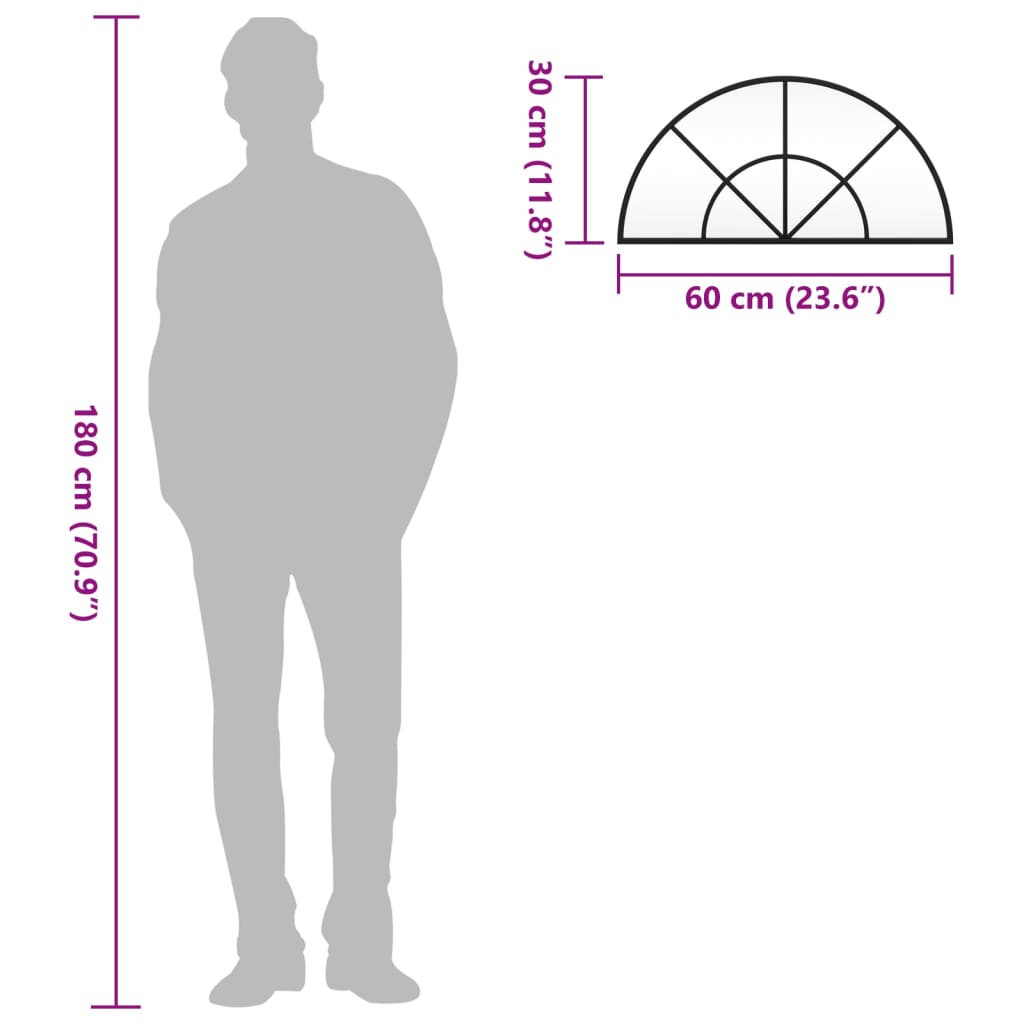 vidaXL Wall Mirror Black 60x30 cm Arch Iron