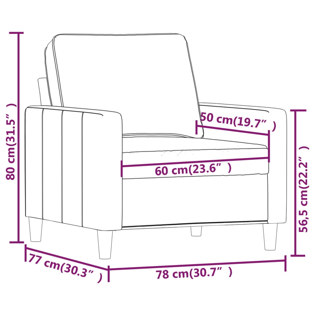 vidaXL Sofa Chair Black 60 cm Velvet