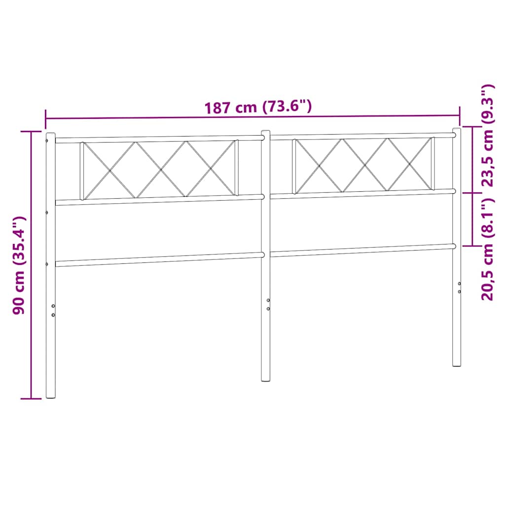 vidaXL Metal Headboard White 183 cm King