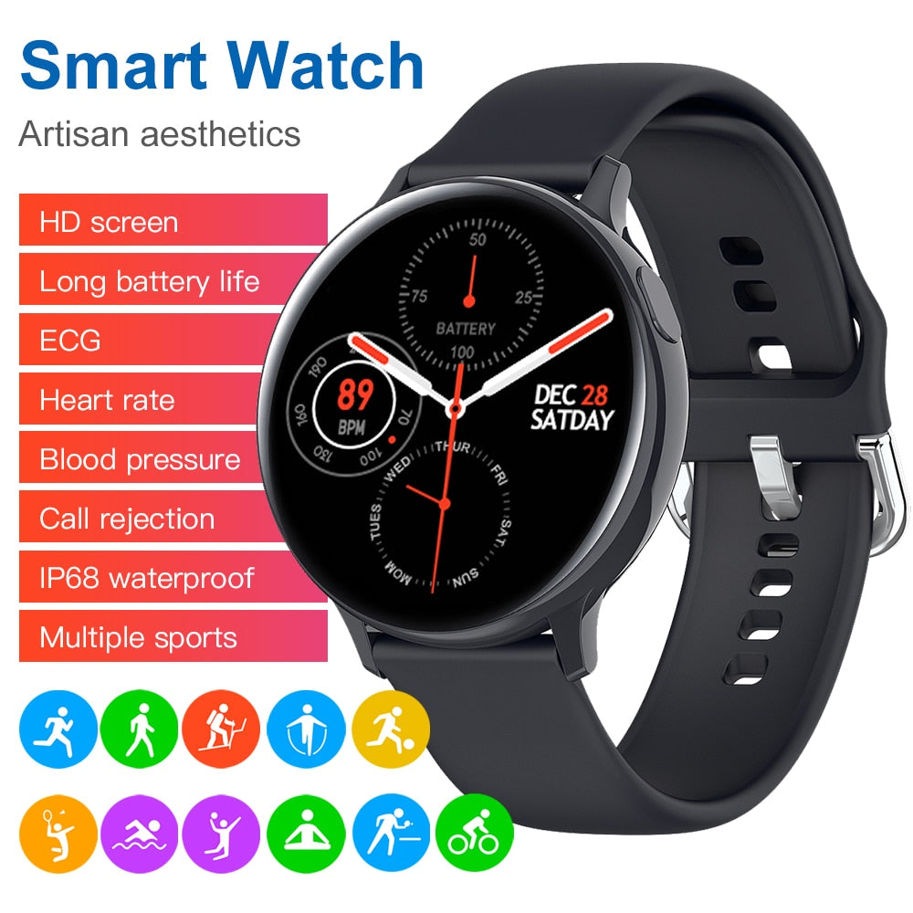 S20 ECG Smart Watch 1.4 Inch Full Touch Screen Men IP68 Waterproof Sport Smartwatch  reloj inteligente For Android IOS Phone
