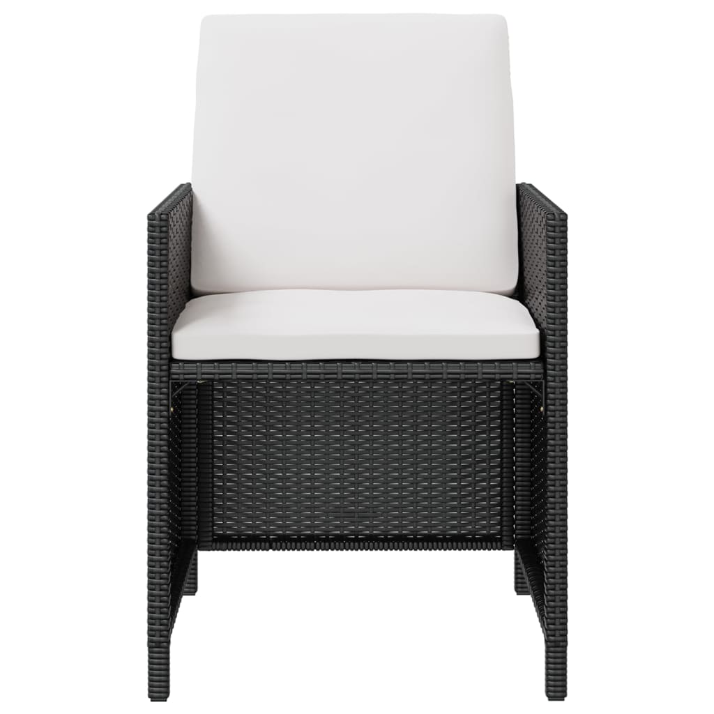 vidaXL 11 Piece Outdoor Dining Set with Cushions Poly Rattan Black