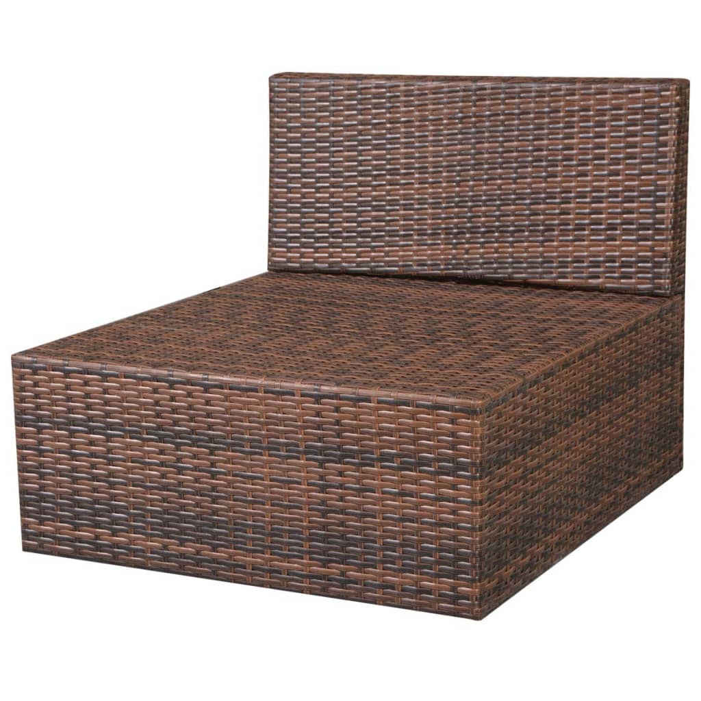 vidaXL 10 Piece Garden Lounge Set with Cushions Poly Rattan Brown