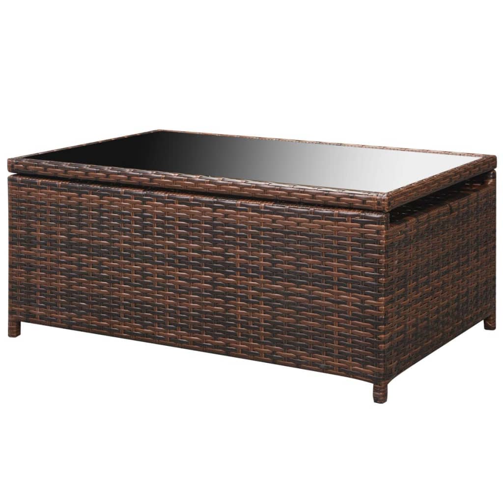 vidaXL 10 Piece Garden Lounge Set with Cushions Poly Rattan Brown