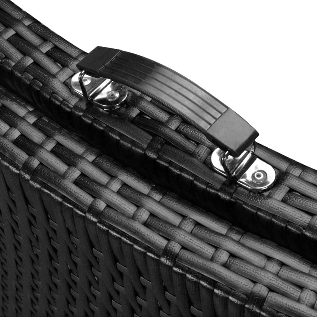 vidaXL Folding Sun Loungers 2 pcs with Table Poly Rattan Black