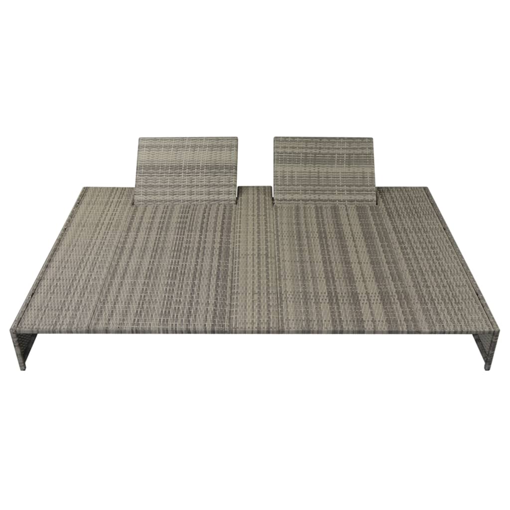 vidaXL Double Sun Lounger with Cushion Poly Rattan Grey