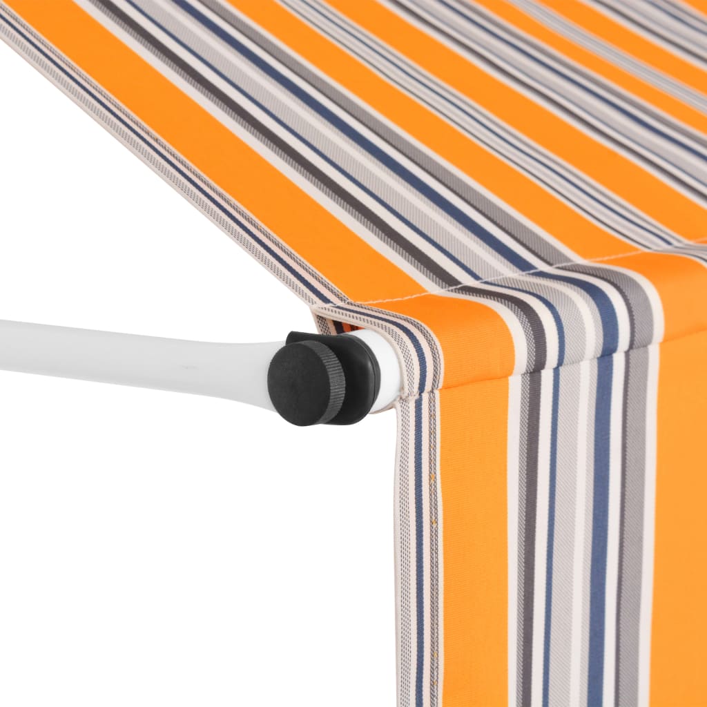 vidaXL Manual Retractable Awning 250 cm Yellow and Blue Stripes