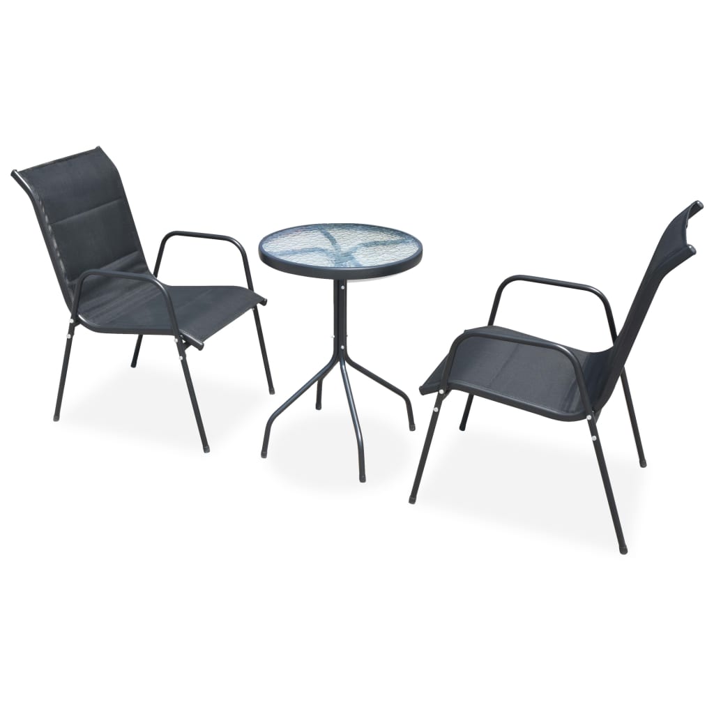 vidaXL 3 Piece Bistro Set Steel Black