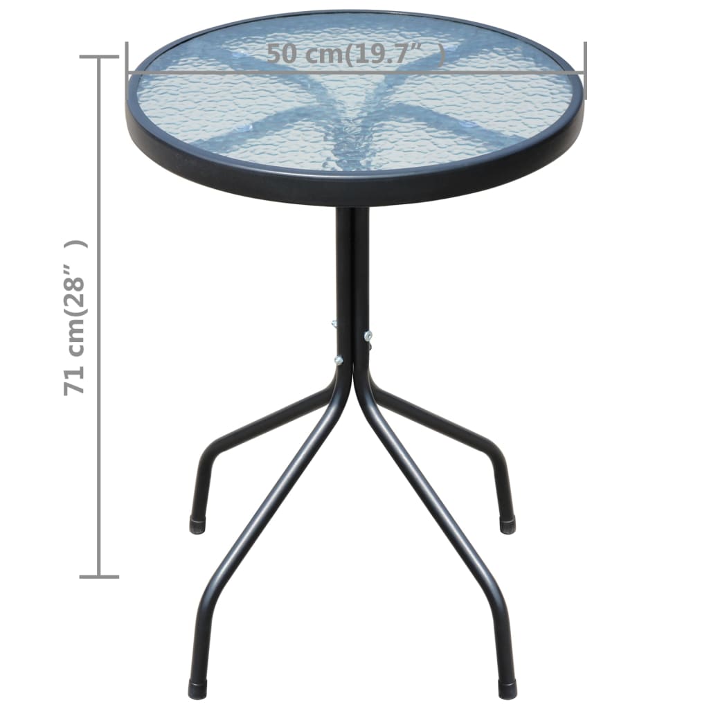 vidaXL 3 Piece Bistro Set Steel Black