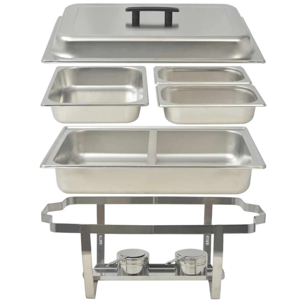 vidaXL 3 Piece Chafing Dish Set Stainless Steel