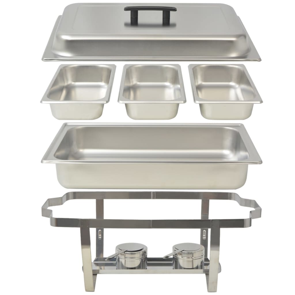 vidaXL 3 Piece Chafing Dish Set Stainless Steel