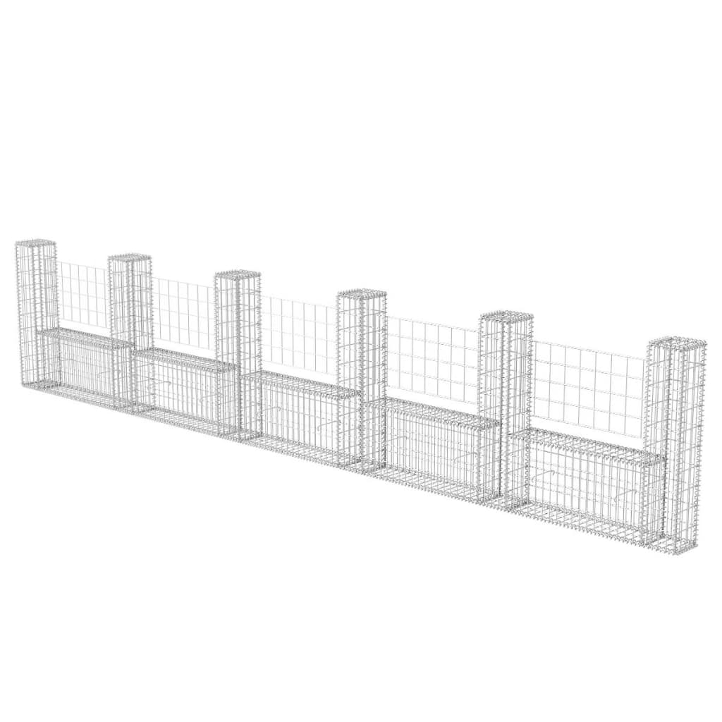 vidaXL Gabion Basket U-Shape Galvanised Steel 570x20x100 cm