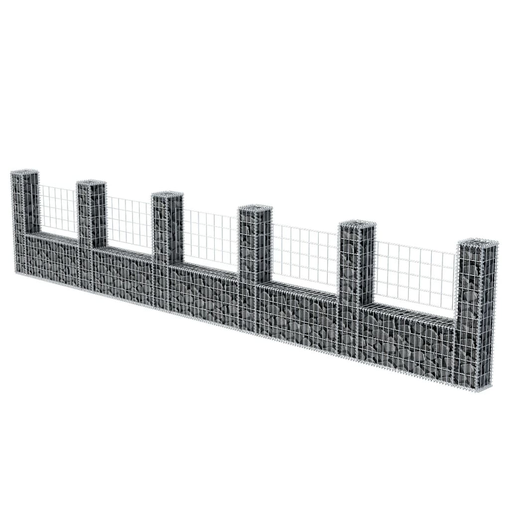 vidaXL Gabion Basket U-Shape Galvanised Steel 570x20x100 cm