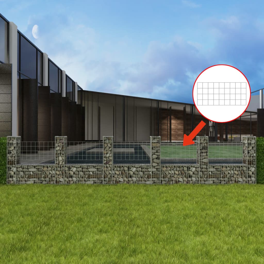 vidaXL Gabion Basket U-Shape Galvanised Steel 570x20x100 cm