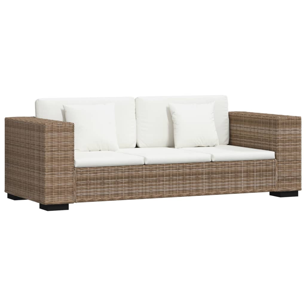 vidaXL Eight Piece 3-Seater Sofa Set Real Rattan