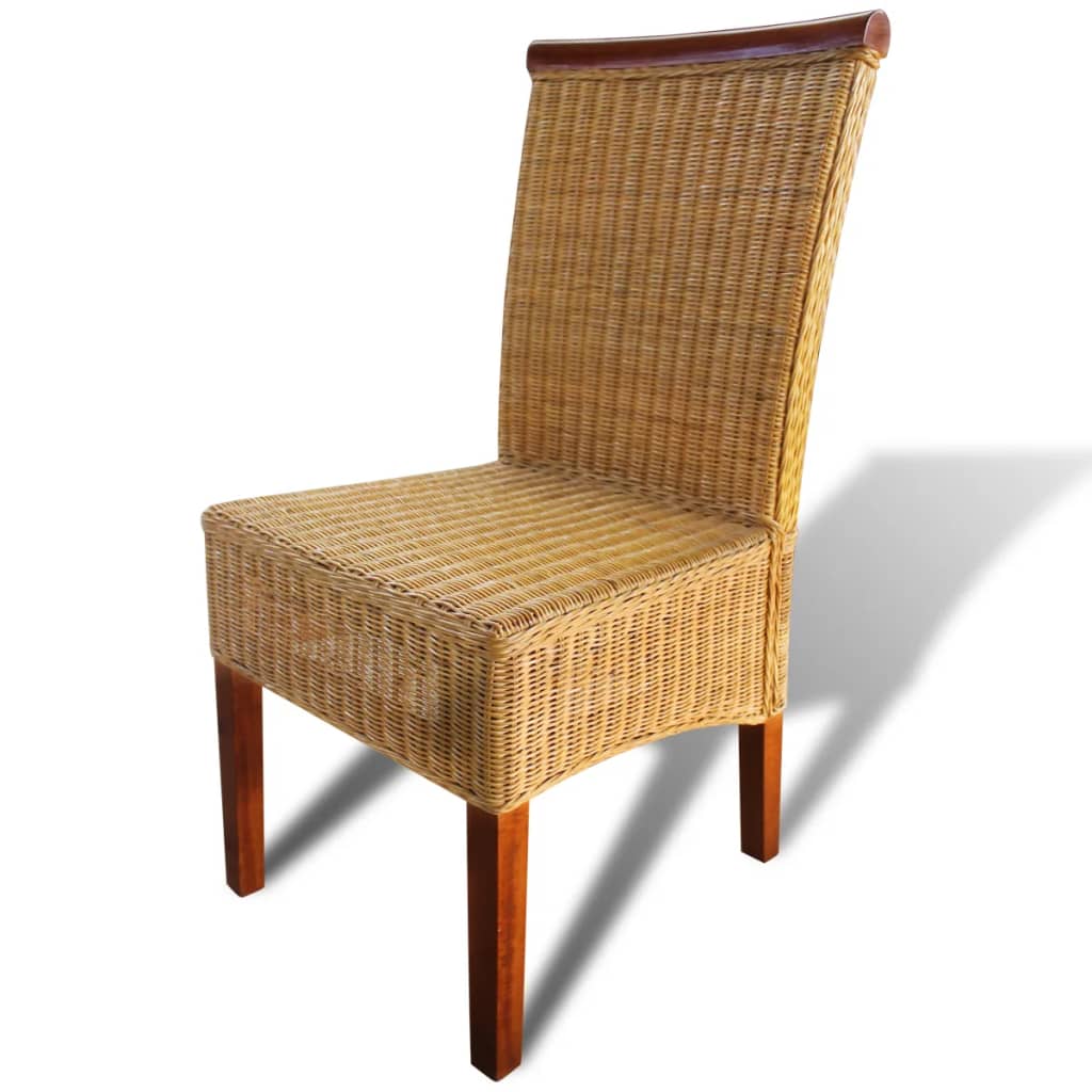 vidaXL Dining Chairs 4 pcs Brown Natural Rattan