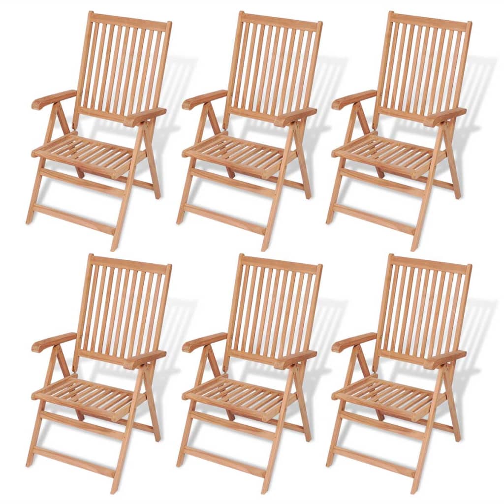 vidaXL 7 Piece Outdoor Dining Set with Folding Chairs Solid Teak Wood