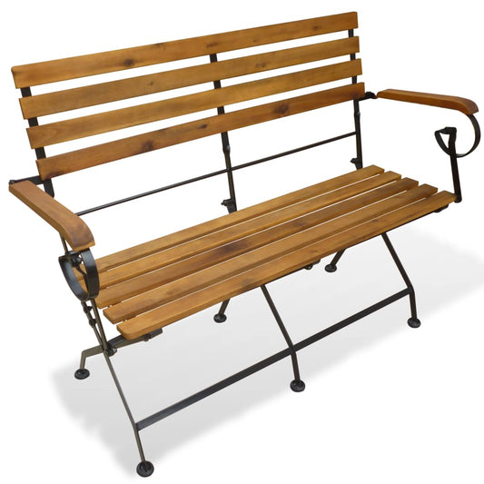 vidaXL Folding Garden Bench 112 cm Solid Acacia Wood