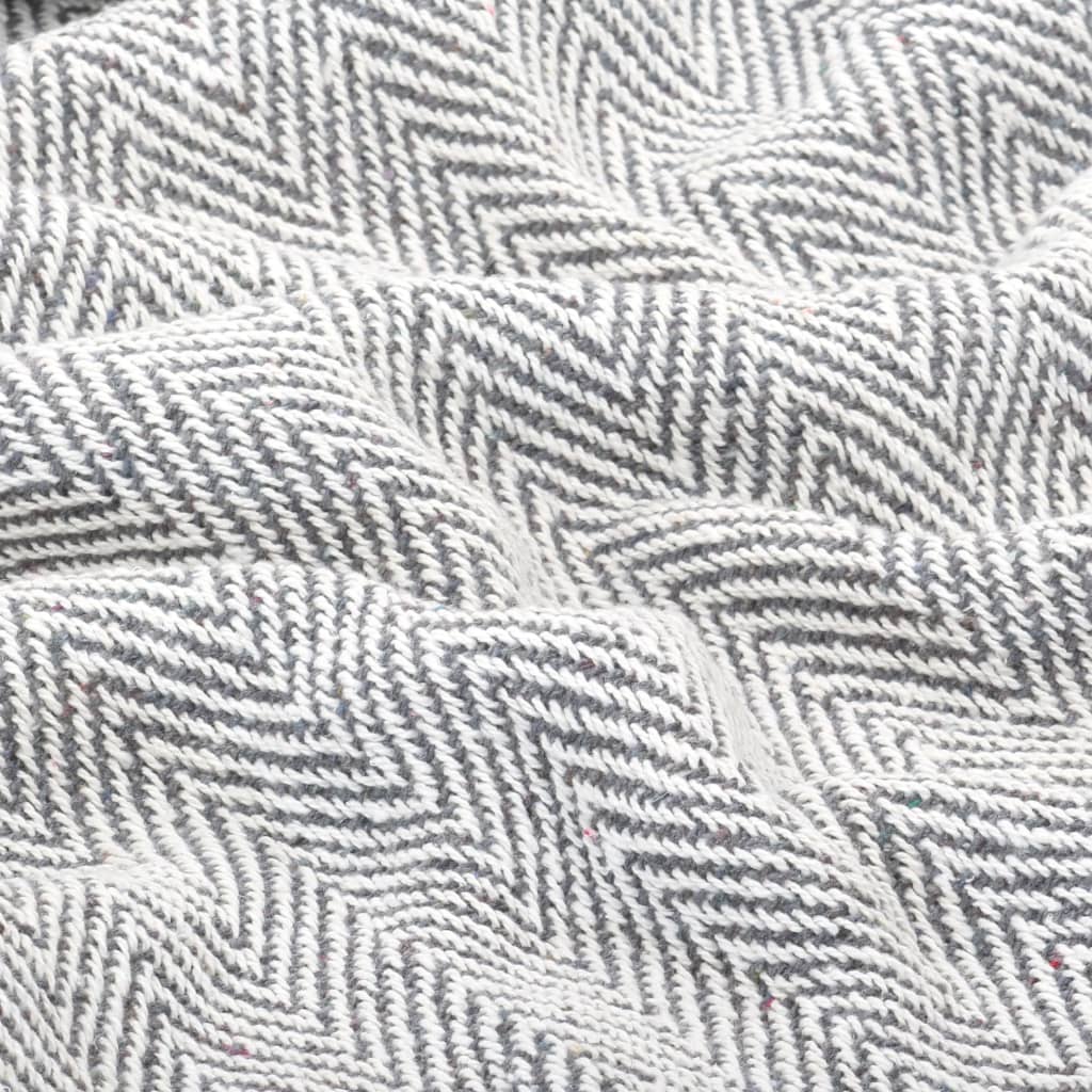 vidaXL Throw Cotton Herringbone 220x250 cm Grey