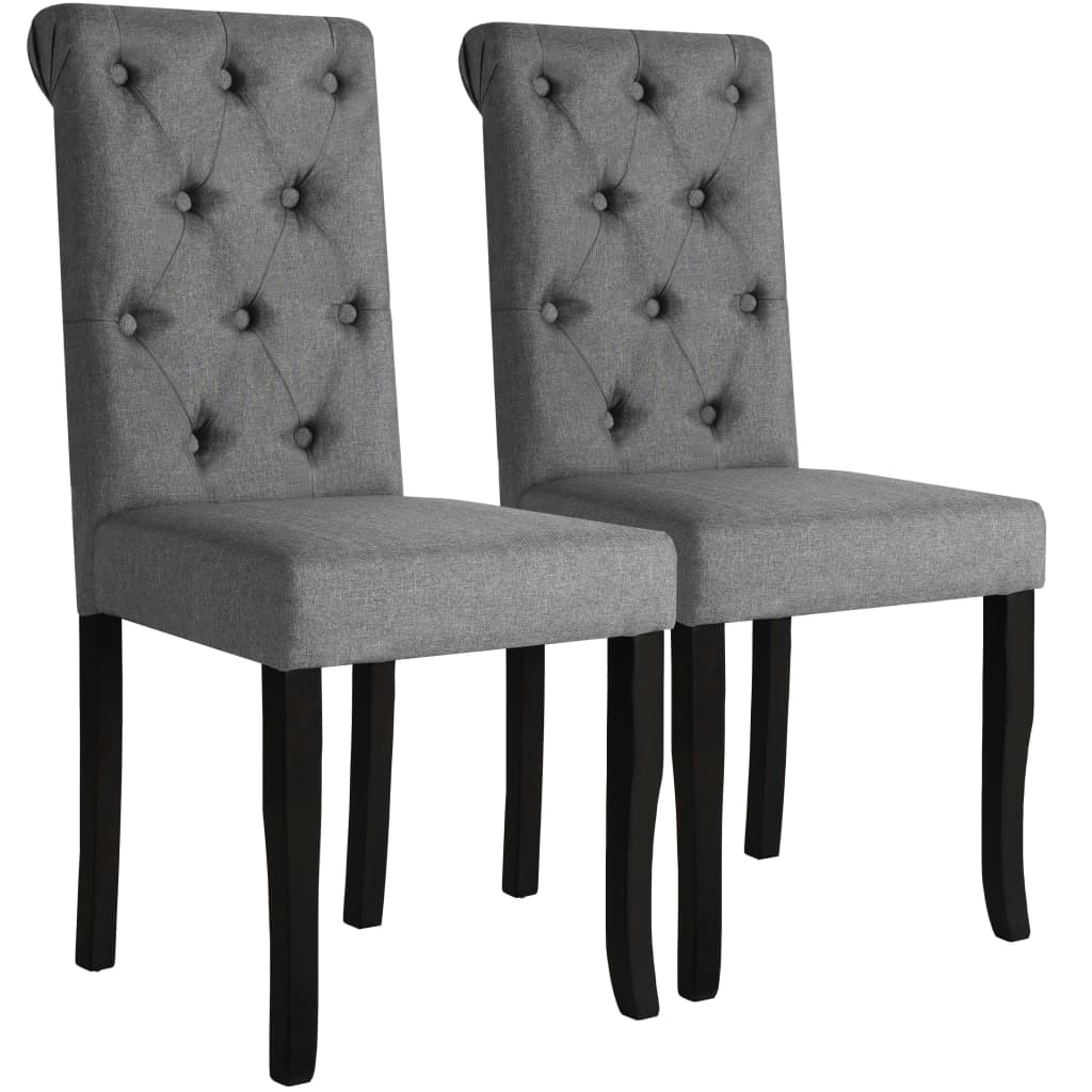 vidaXL Dining Chairs 2 pcs Dark Grey Fabric