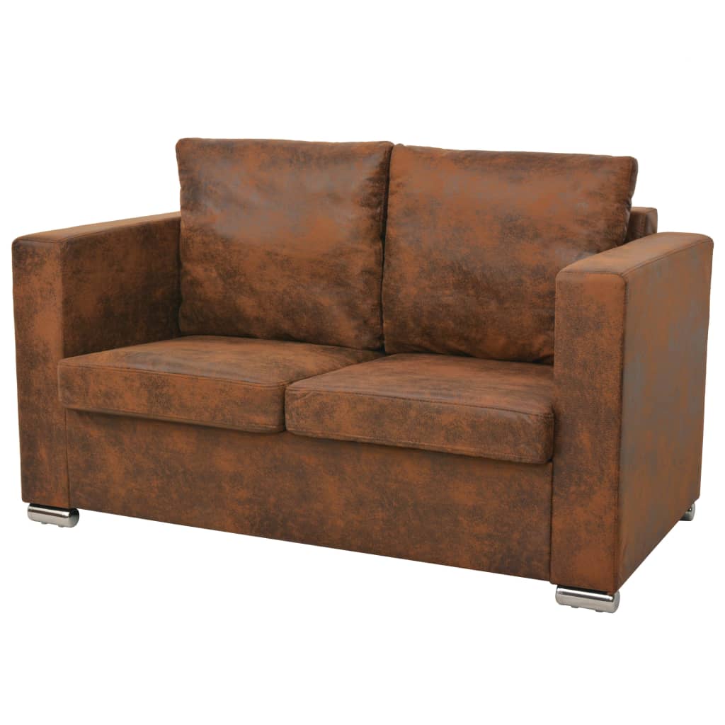 vidaXL Sofa Set 2 Pieces Artificial Suede Leather