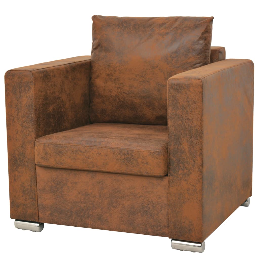 vidaXL Sofa Set 2 Pieces Artificial Suede Leather