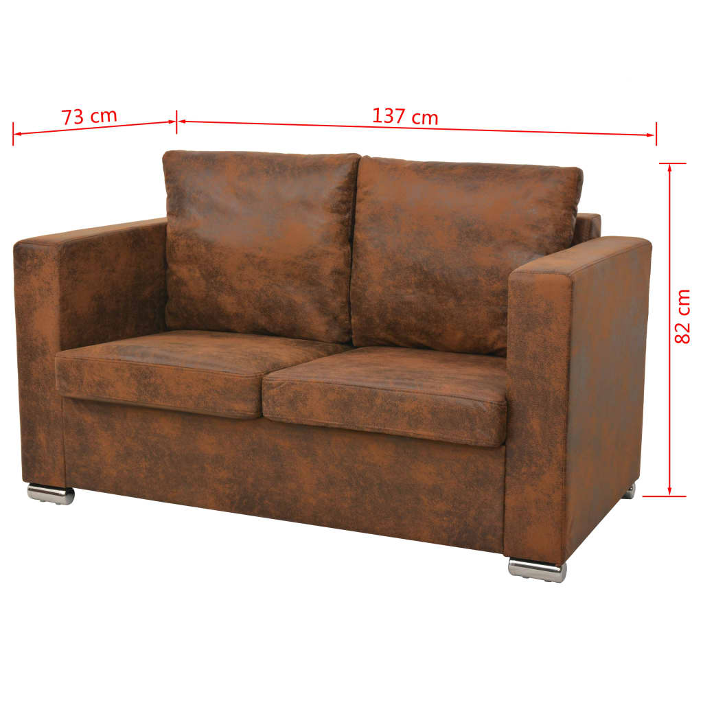 vidaXL Sofa Set 2 Pieces Artificial Suede Leather