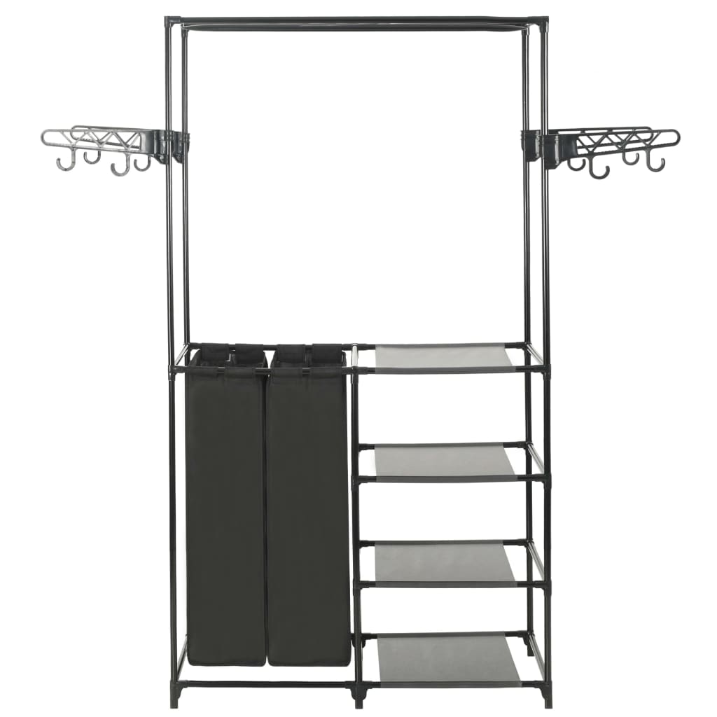 vidaXL Clothes Rack Steel and Non-woven Fabric 87x44x158 cm Black