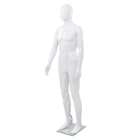 vidaXL Full Body Male Mannequin with Glass Base Glossy White 185 cm