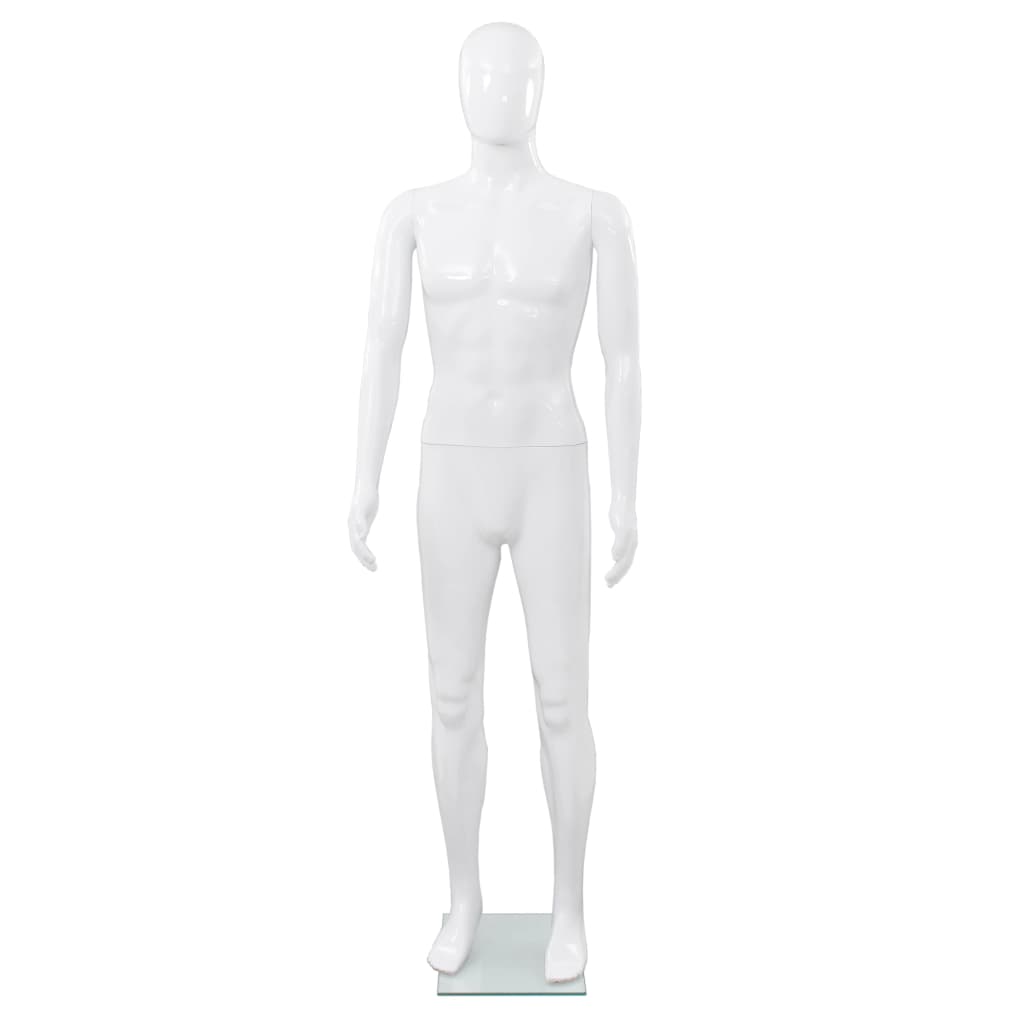 vidaXL Full Body Male Mannequin with Glass Base Glossy White 185 cm