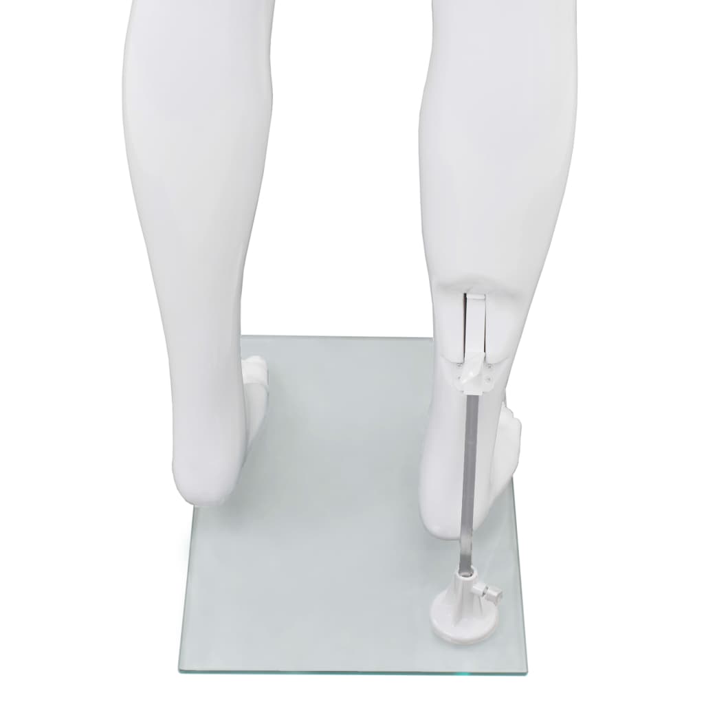 vidaXL Full Body Male Mannequin with Glass Base Glossy White 185 cm
