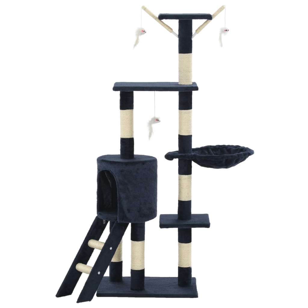 vidaXL Cat Tree with Sisal Scratching Posts 138 cm Dark Blue