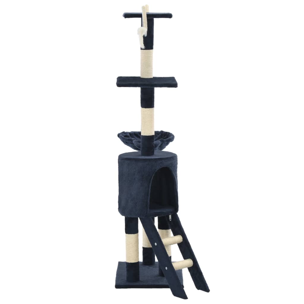 vidaXL Cat Tree with Sisal Scratching Posts 138 cm Dark Blue