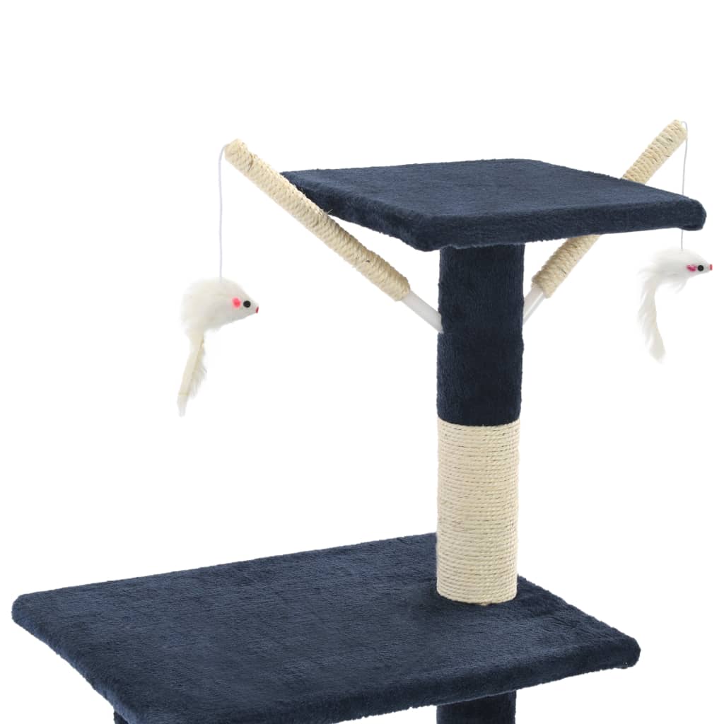vidaXL Cat Tree with Sisal Scratching Posts 138 cm Dark Blue